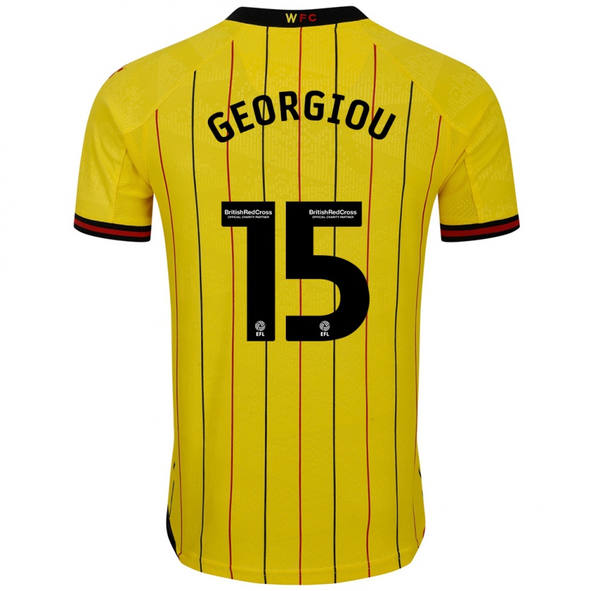 Børn Andria Georgiou #15 Gul Sort Hjemmebane Spillertrøjer 2024/25 Trøje T-Shirt