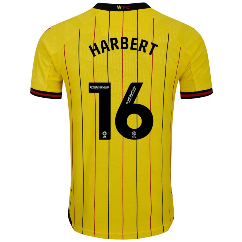 Børn Laila Harbert #16 Gul Sort Hjemmebane Spillertrøjer 2024/25 Trøje T-Shirt