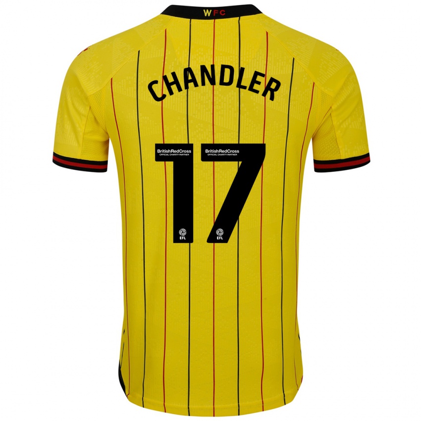 Børn Megan Chandler #17 Gul Sort Hjemmebane Spillertrøjer 2024/25 Trøje T-Shirt