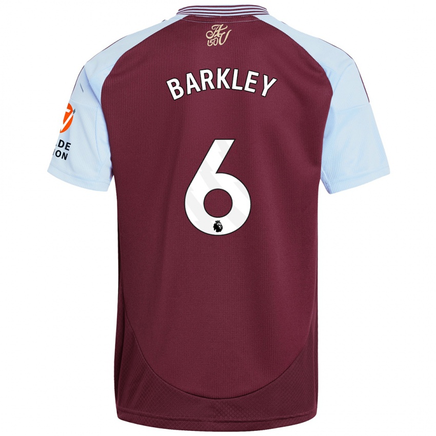 Børn Ross Barkley #6 Burgund Himmelblå Hjemmebane Spillertrøjer 2024/25 Trøje T-Shirt