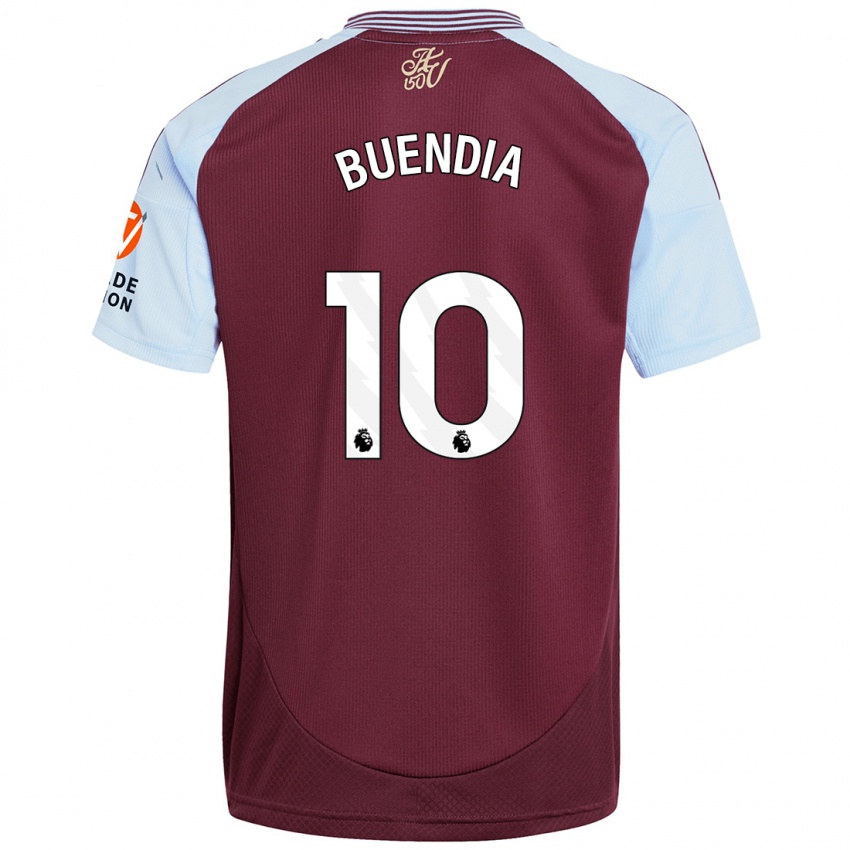 Børn Emiliano Buendía #10 Burgund Himmelblå Hjemmebane Spillertrøjer 2024/25 Trøje T-Shirt