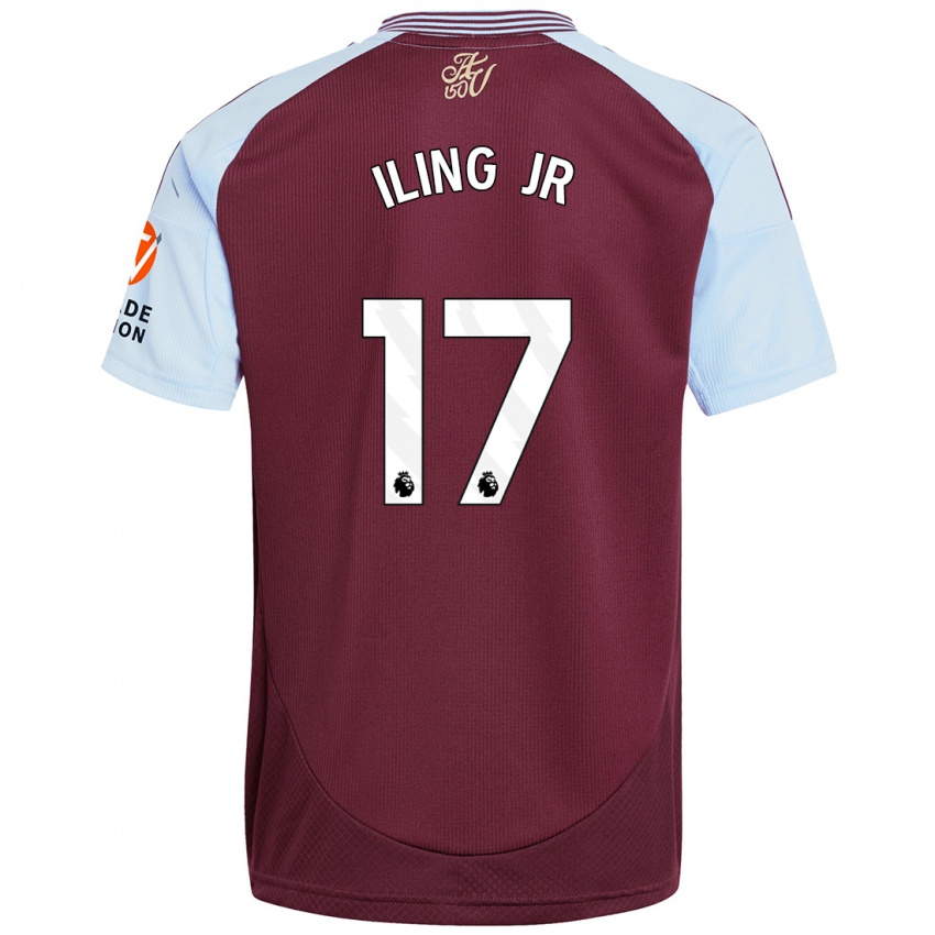 Børn Samuel Iling-Junior #17 Burgund Himmelblå Hjemmebane Spillertrøjer 2024/25 Trøje T-Shirt