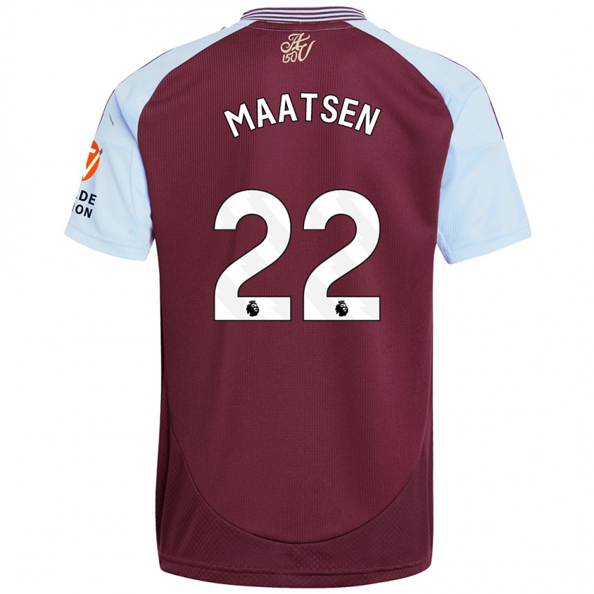 Børn Ian Maatsen #22 Burgund Himmelblå Hjemmebane Spillertrøjer 2024/25 Trøje T-Shirt