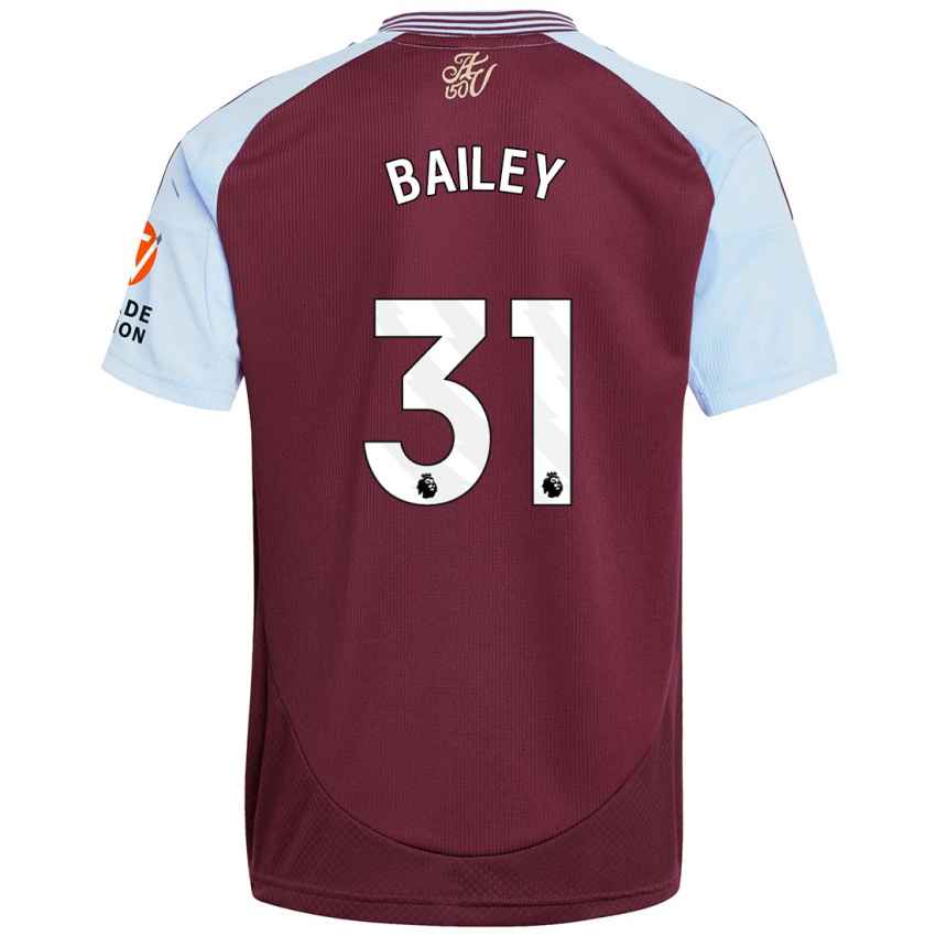 Børn Leon Bailey #31 Burgund Himmelblå Hjemmebane Spillertrøjer 2024/25 Trøje T-Shirt