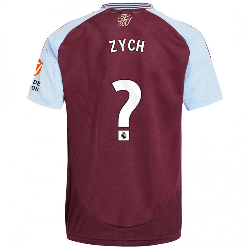 Børn Oliwier Zych #0 Burgund Himmelblå Hjemmebane Spillertrøjer 2024/25 Trøje T-Shirt