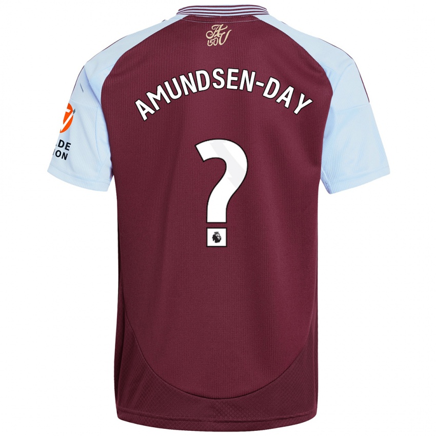 Børn Ethan Amundsen-Day #0 Burgund Himmelblå Hjemmebane Spillertrøjer 2024/25 Trøje T-Shirt