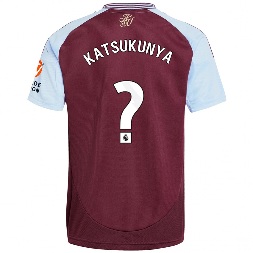 Børn Thierry Katsukunya #0 Burgund Himmelblå Hjemmebane Spillertrøjer 2024/25 Trøje T-Shirt