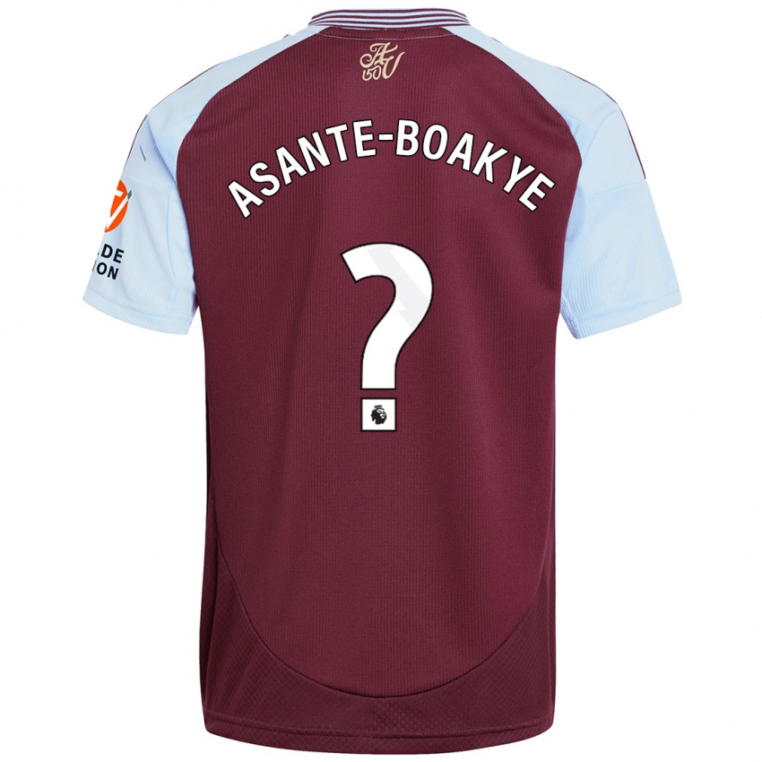 Børn Max Asante-Boakye #0 Burgund Himmelblå Hjemmebane Spillertrøjer 2024/25 Trøje T-Shirt