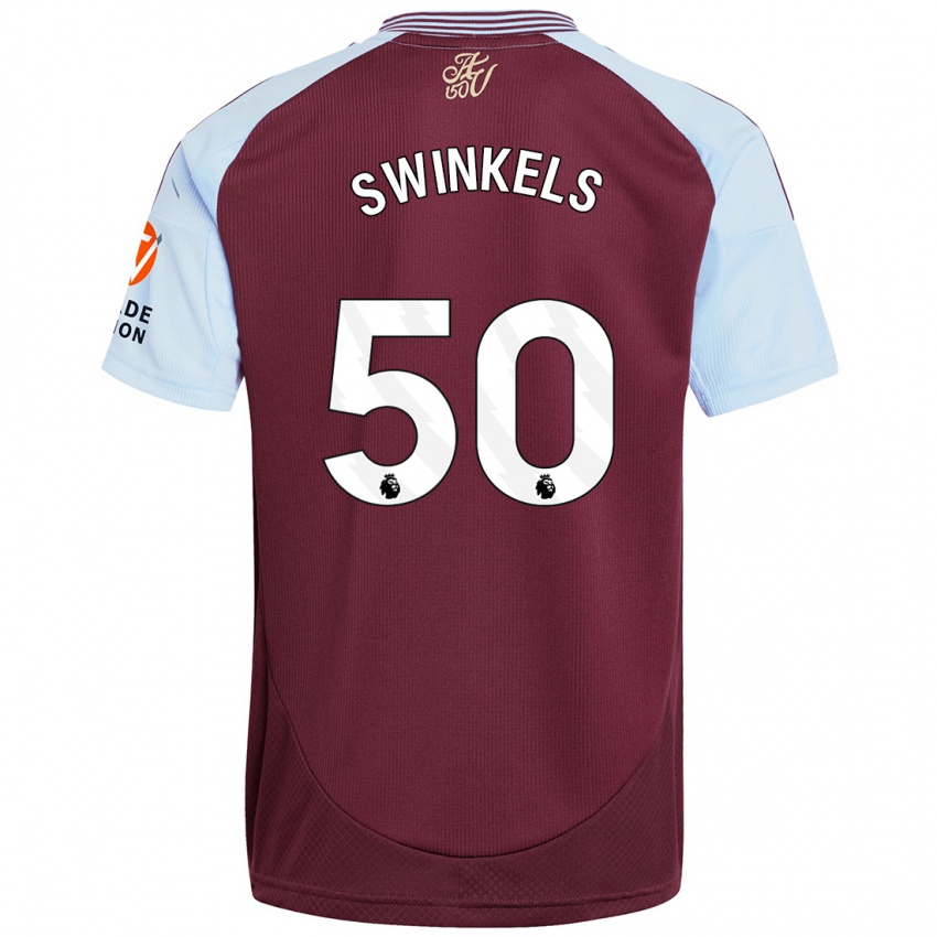 Børn Sil Swinkels #50 Burgund Himmelblå Hjemmebane Spillertrøjer 2024/25 Trøje T-Shirt