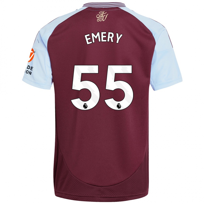 Børn Lander Emery #55 Burgund Himmelblå Hjemmebane Spillertrøjer 2024/25 Trøje T-Shirt