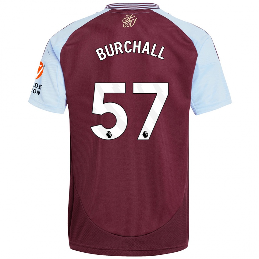 Børn Ajani Burchall #57 Burgund Himmelblå Hjemmebane Spillertrøjer 2024/25 Trøje T-Shirt