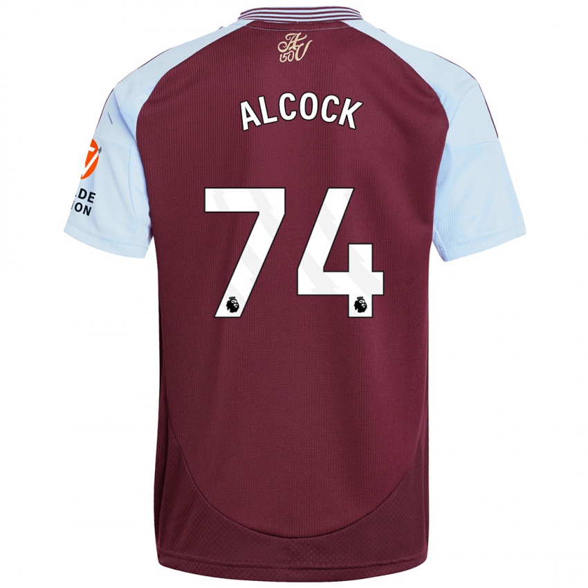 Børn Todd Alcock #74 Burgund Himmelblå Hjemmebane Spillertrøjer 2024/25 Trøje T-Shirt