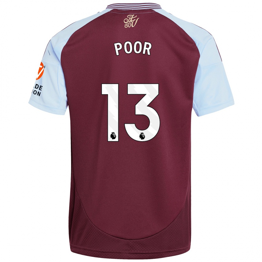 Børn Sophia Poor #13 Burgund Himmelblå Hjemmebane Spillertrøjer 2024/25 Trøje T-Shirt