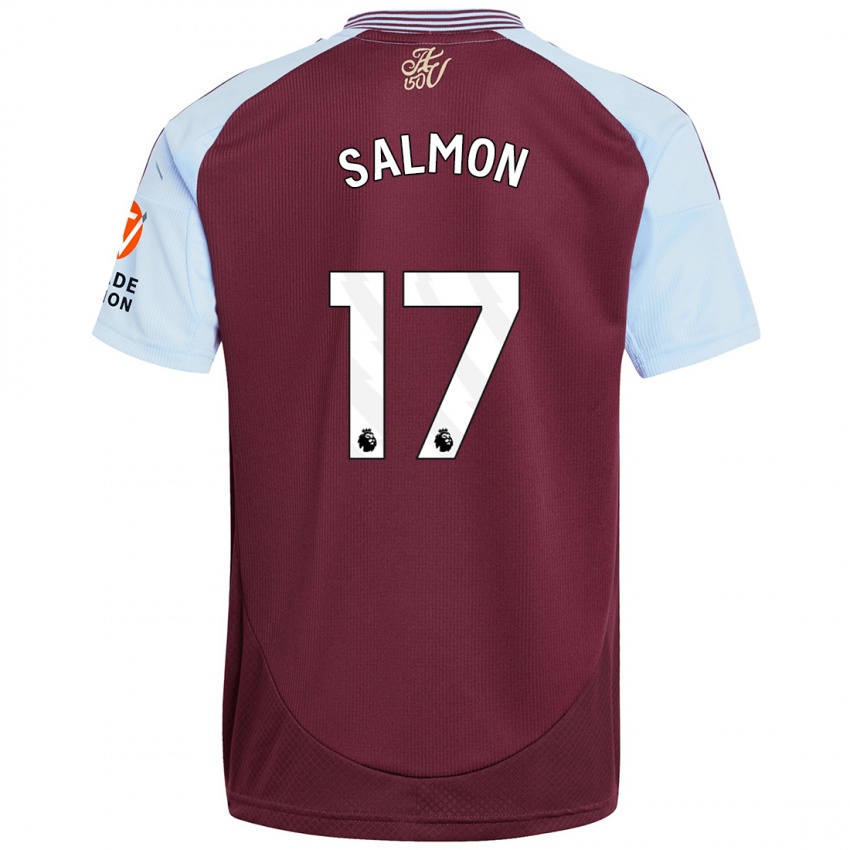 Børn Ebony Salmon #17 Burgund Himmelblå Hjemmebane Spillertrøjer 2024/25 Trøje T-Shirt