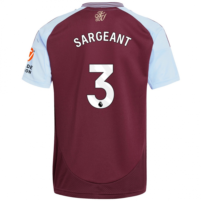 Børn Meaghan Sargeant #3 Burgund Himmelblå Hjemmebane Spillertrøjer 2024/25 Trøje T-Shirt