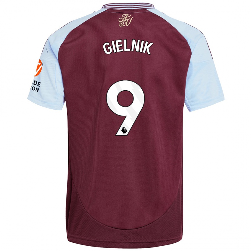 Børn Emily Gielnik #9 Burgund Himmelblå Hjemmebane Spillertrøjer 2024/25 Trøje T-Shirt