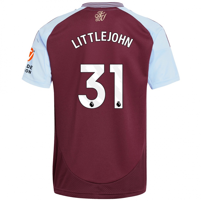 Børn Ruesha Littlejohn #31 Burgund Himmelblå Hjemmebane Spillertrøjer 2024/25 Trøje T-Shirt