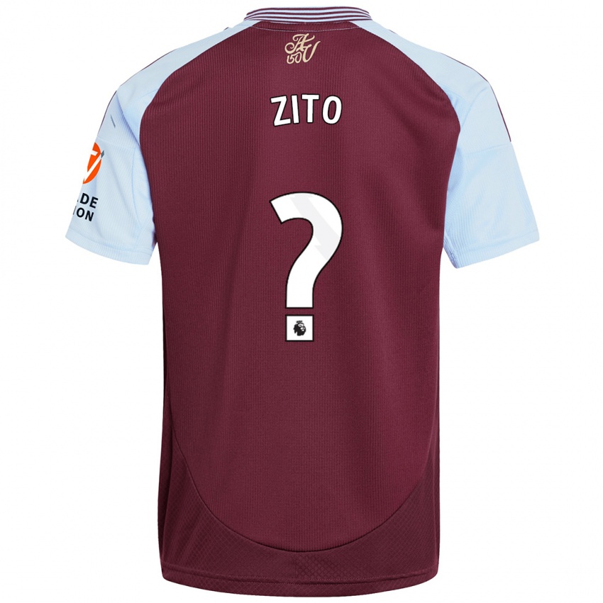 Børn Patrick Zito #0 Burgund Himmelblå Hjemmebane Spillertrøjer 2024/25 Trøje T-Shirt