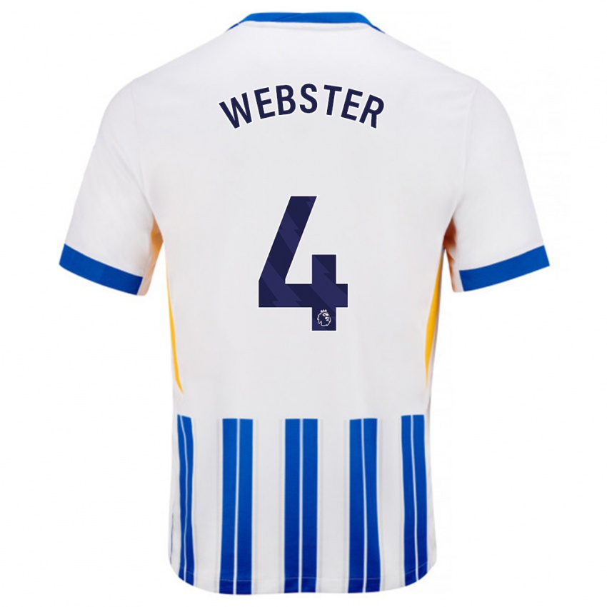 Børn Adam Webster #4 Hvide Blå Nålestriber Hjemmebane Spillertrøjer 2024/25 Trøje T-Shirt