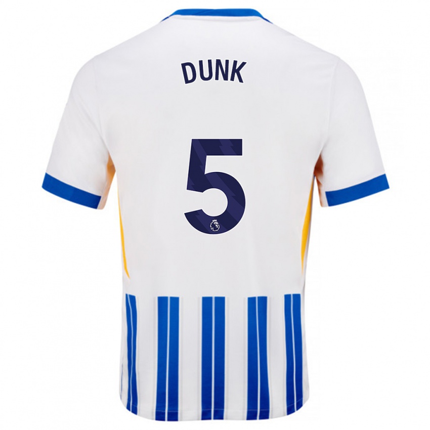 Børn Lewis Dunk #5 Hvide Blå Nålestriber Hjemmebane Spillertrøjer 2024/25 Trøje T-Shirt