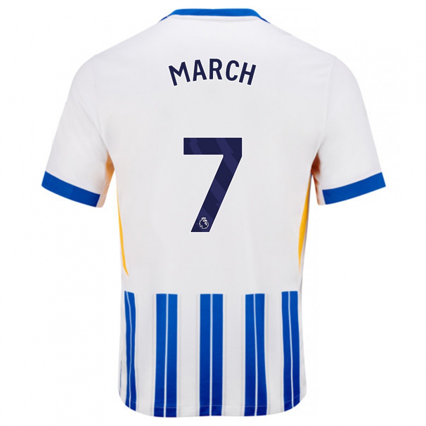 Børn Solly March #7 Hvide Blå Nålestriber Hjemmebane Spillertrøjer 2024/25 Trøje T-Shirt