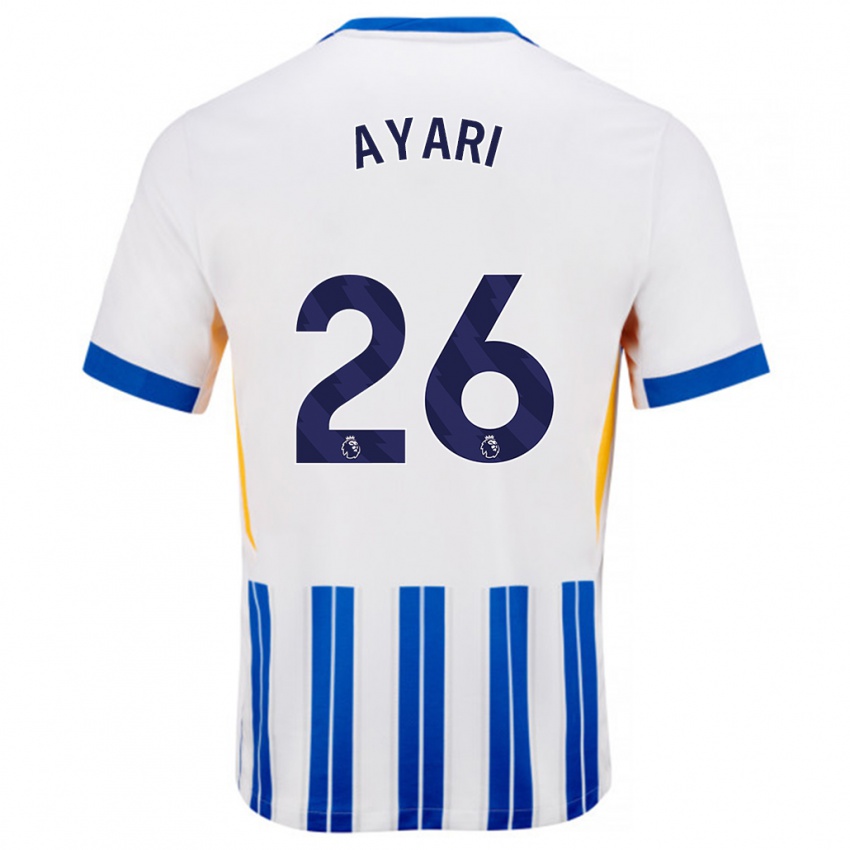 Børn Yasin Ayari #26 Hvide Blå Nålestriber Hjemmebane Spillertrøjer 2024/25 Trøje T-Shirt