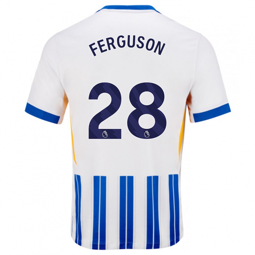 Børn Evan Ferguson #28 Hvide Blå Nålestriber Hjemmebane Spillertrøjer 2024/25 Trøje T-Shirt