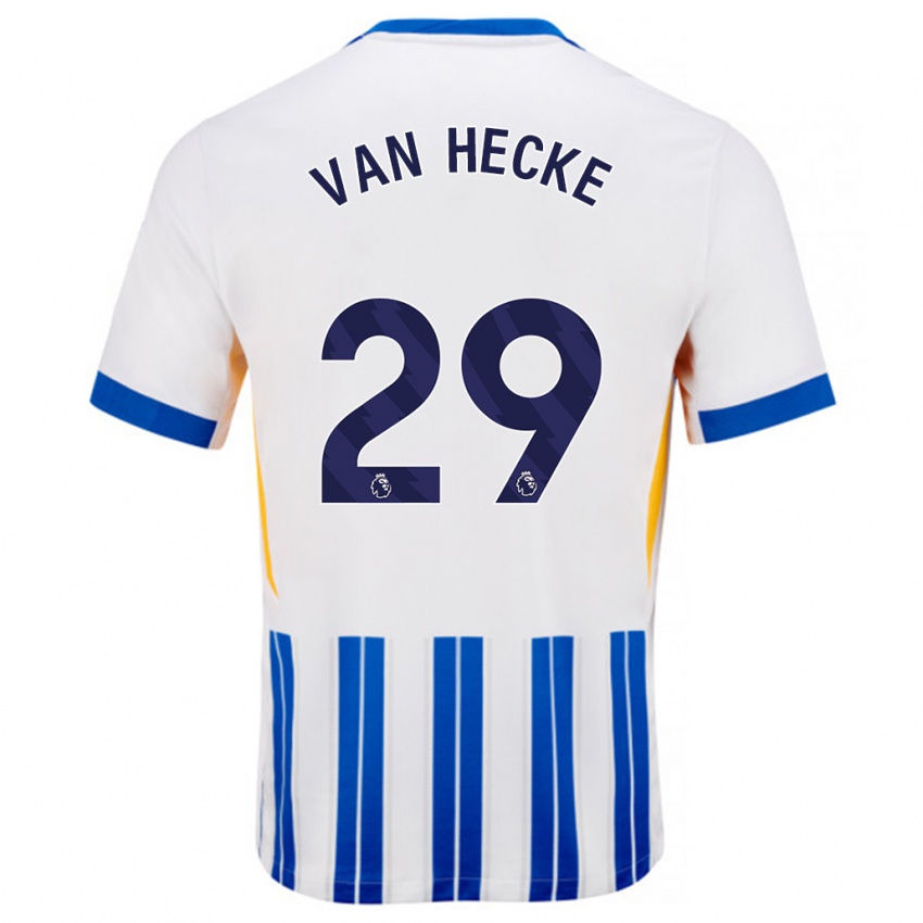 Børn Jan Paul Van Hecke #29 Hvide Blå Nålestriber Hjemmebane Spillertrøjer 2024/25 Trøje T-Shirt