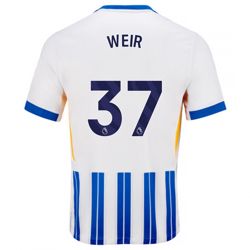 Børn Jensen Weir #37 Hvide Blå Nålestriber Hjemmebane Spillertrøjer 2024/25 Trøje T-Shirt