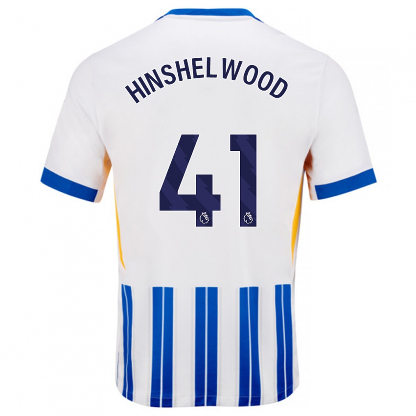 Børn Jack Hinshelwood #41 Hvide Blå Nålestriber Hjemmebane Spillertrøjer 2024/25 Trøje T-Shirt