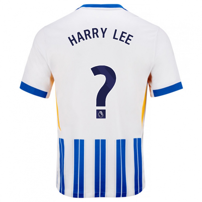 Børn Harry Lee #0 Hvide Blå Nålestriber Hjemmebane Spillertrøjer 2024/25 Trøje T-Shirt