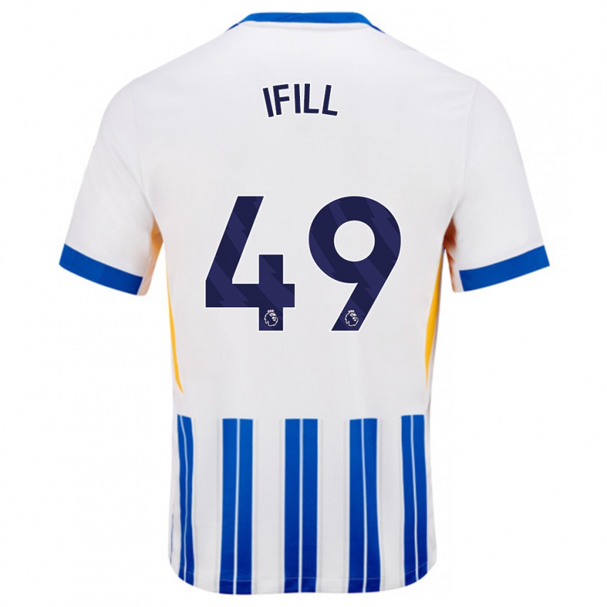 Børn Marcus Ifill #49 Hvide Blå Nålestriber Hjemmebane Spillertrøjer 2024/25 Trøje T-Shirt