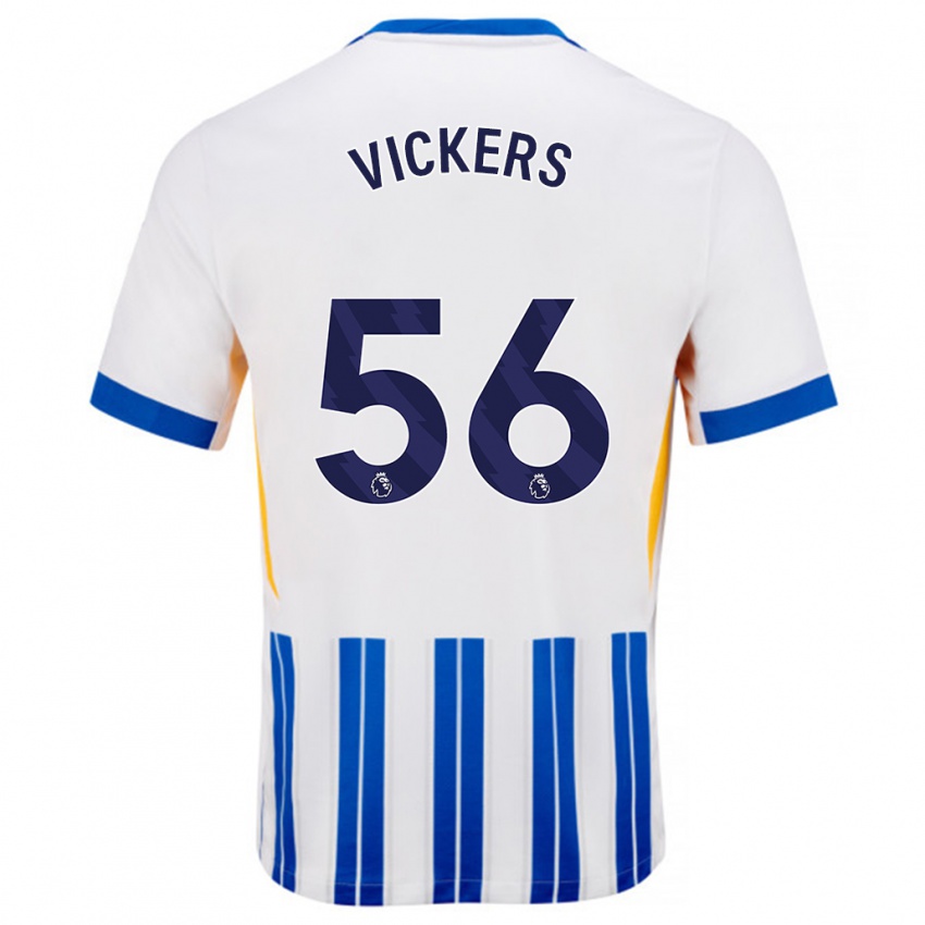 Børn Caylan Vickers #56 Hvide Blå Nålestriber Hjemmebane Spillertrøjer 2024/25 Trøje T-Shirt