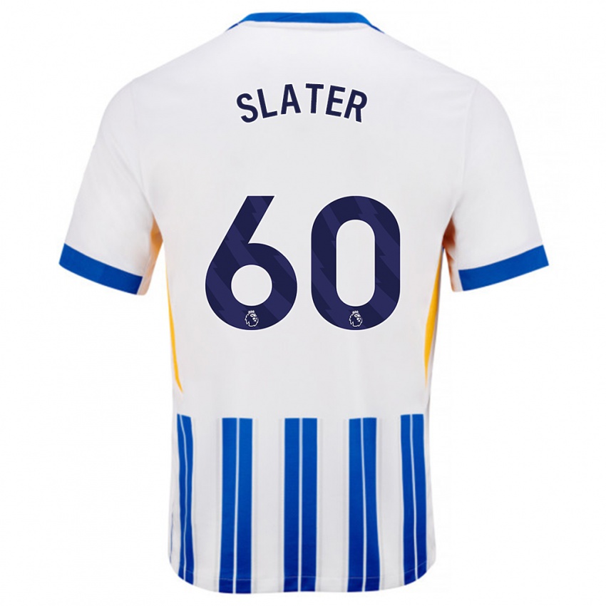 Børn Jacob Slater #60 Hvide Blå Nålestriber Hjemmebane Spillertrøjer 2024/25 Trøje T-Shirt