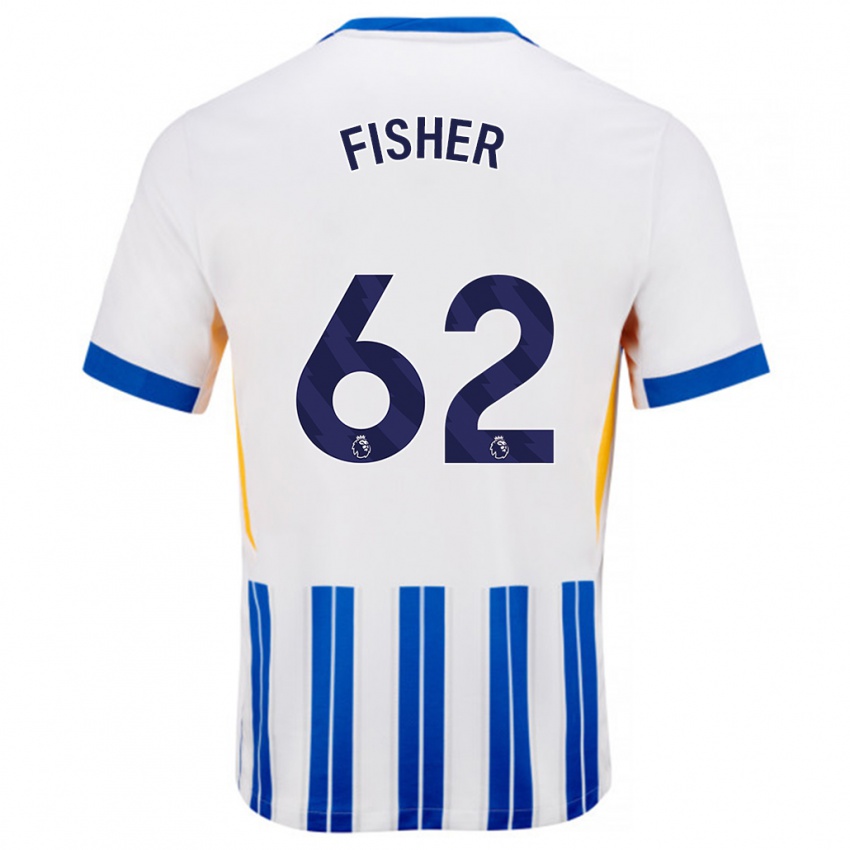 Børn Hugo Fisher #62 Hvide Blå Nålestriber Hjemmebane Spillertrøjer 2024/25 Trøje T-Shirt