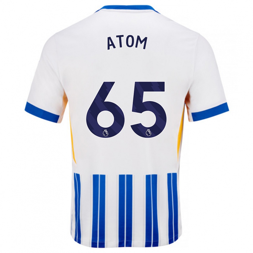 Børn Noel Atom #65 Hvide Blå Nålestriber Hjemmebane Spillertrøjer 2024/25 Trøje T-Shirt