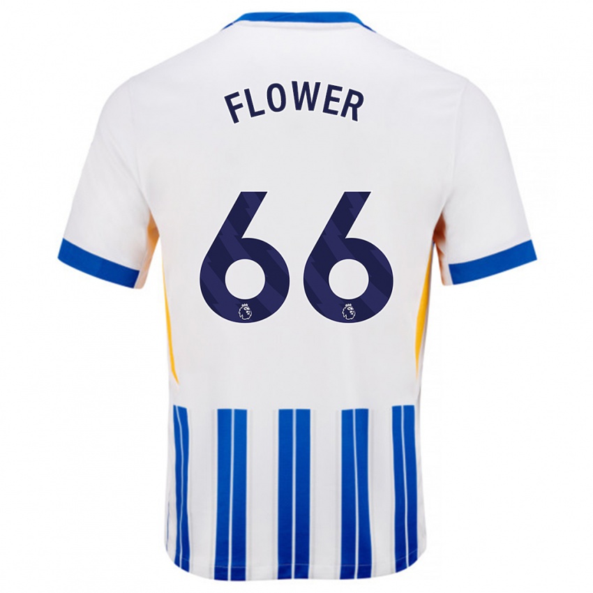 Børn Louis Flower #66 Hvide Blå Nålestriber Hjemmebane Spillertrøjer 2024/25 Trøje T-Shirt