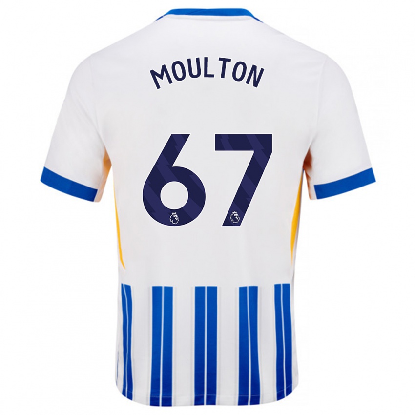 Børn Remeiro Moulton #67 Hvide Blå Nålestriber Hjemmebane Spillertrøjer 2024/25 Trøje T-Shirt