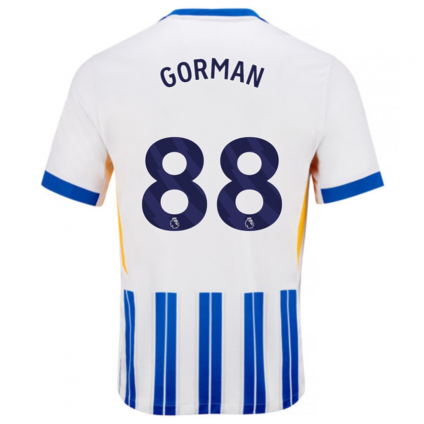 Børn Ronnie Gorman #88 Hvide Blå Nålestriber Hjemmebane Spillertrøjer 2024/25 Trøje T-Shirt