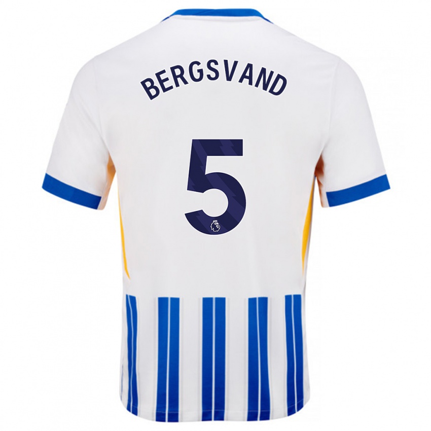 Børn Guro Bergsvand #5 Hvide Blå Nålestriber Hjemmebane Spillertrøjer 2024/25 Trøje T-Shirt