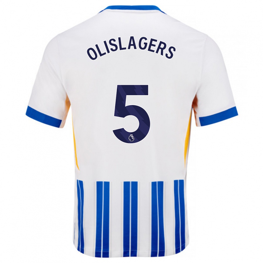 Børn Marisa Olislagers #5 Hvide Blå Nålestriber Hjemmebane Spillertrøjer 2024/25 Trøje T-Shirt