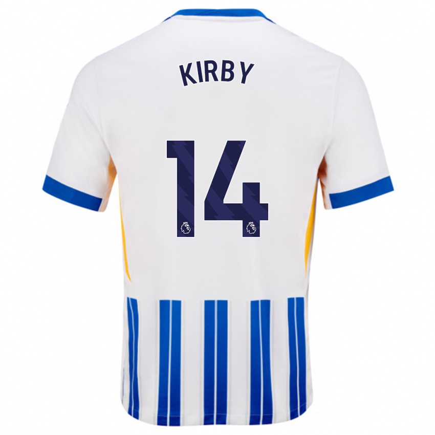 Børn Fran Kirby #14 Hvide Blå Nålestriber Hjemmebane Spillertrøjer 2024/25 Trøje T-Shirt