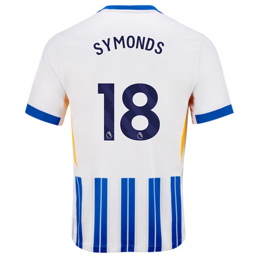 Børn Maisie Symonds #18 Hvide Blå Nålestriber Hjemmebane Spillertrøjer 2024/25 Trøje T-Shirt