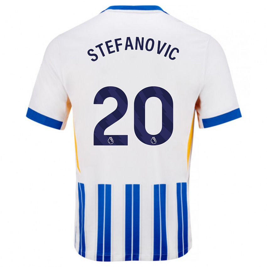 Børn Dejana Stefanović #20 Hvide Blå Nålestriber Hjemmebane Spillertrøjer 2024/25 Trøje T-Shirt