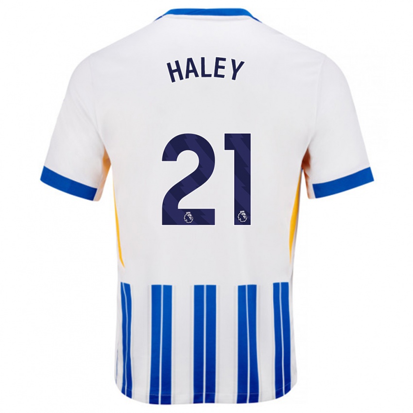 Børn Madison Haley #21 Hvide Blå Nålestriber Hjemmebane Spillertrøjer 2024/25 Trøje T-Shirt