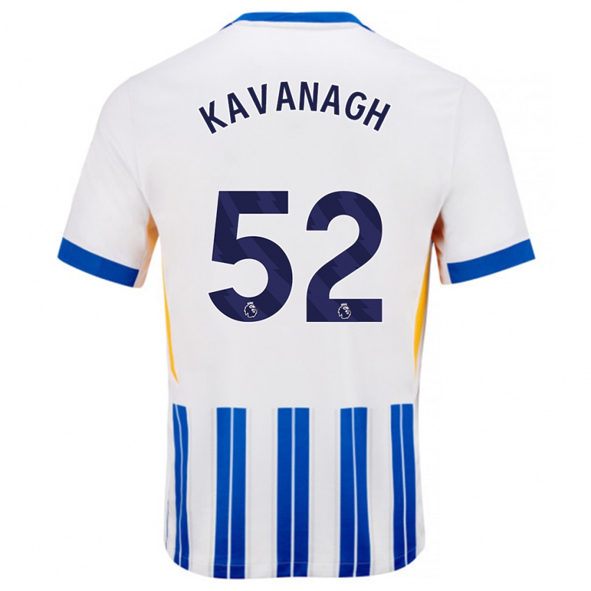 Børn Leigh Kavanagh #52 Hvide Blå Nålestriber Hjemmebane Spillertrøjer 2024/25 Trøje T-Shirt