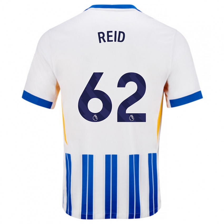 Børn Tommy Reid #62 Hvide Blå Nålestriber Hjemmebane Spillertrøjer 2024/25 Trøje T-Shirt