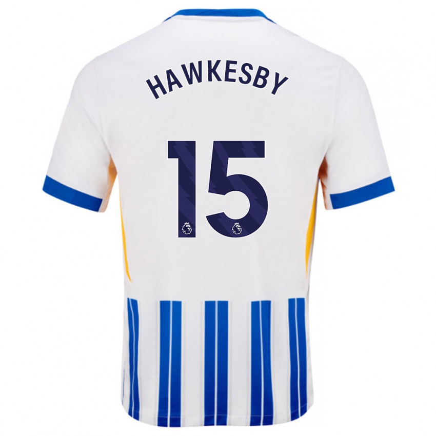 Børn Mackenzie Hawkesby #15 Hvide Blå Nålestriber Hjemmebane Spillertrøjer 2024/25 Trøje T-Shirt