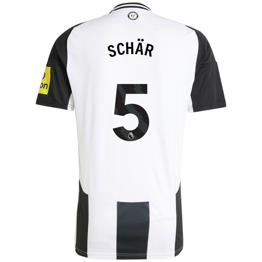 Børn Fabian Schär #5 Hvid Sort Hjemmebane Spillertrøjer 2024/25 Trøje T-Shirt