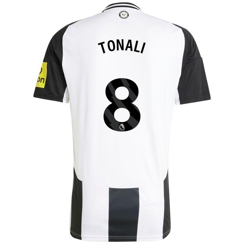 Børn Sandro Tonali #8 Hvid Sort Hjemmebane Spillertrøjer 2024/25 Trøje T-Shirt